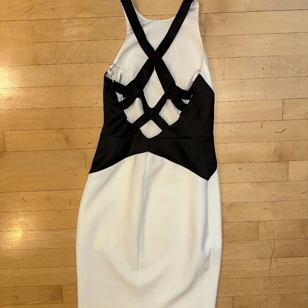 New Halston Heritage Women's White Sleeveless Colorblock Sheath Dress,0 - Picture 5 of 6